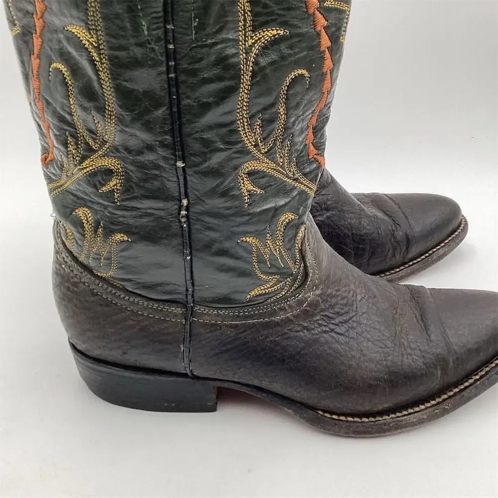 Vintage Western Cowboy‎ Boots Brown Leather Size 5.5 Unisex